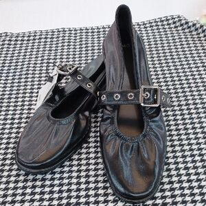 MNG mango Round Toe Ballet Flat With Buckle NWT